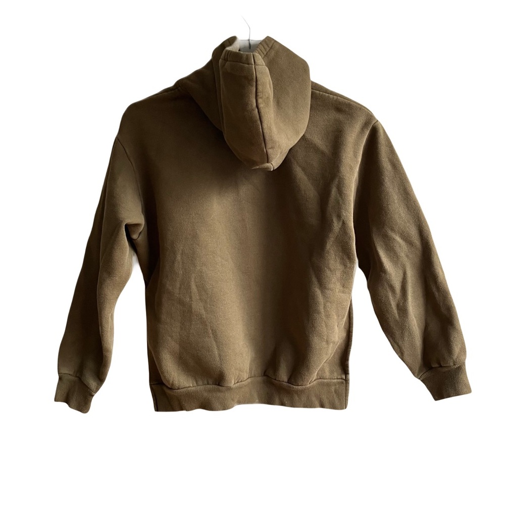 Everlane Oversized Fleece Hoodie Size S Olive Green Sweatshirt Cotton Side Slits - Picture 7 of 10